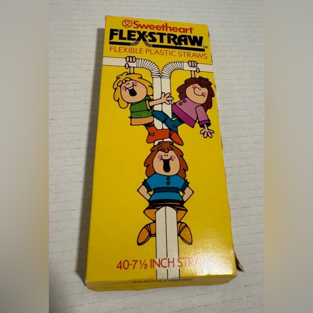 Vintage Sweetheart Flex-Straw Flexible Plastic Straws 40 Count